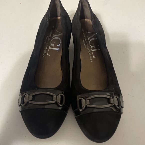 AGL Attilio Giusti Leombruni Ballet Flat Shoes Black/Nero Women’s Sz 6.5 - Picture 1 of 14